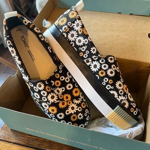 NEW NEVER WORN IN BOX toms alphargata daisy shoes!!! size 8.5 women’s
